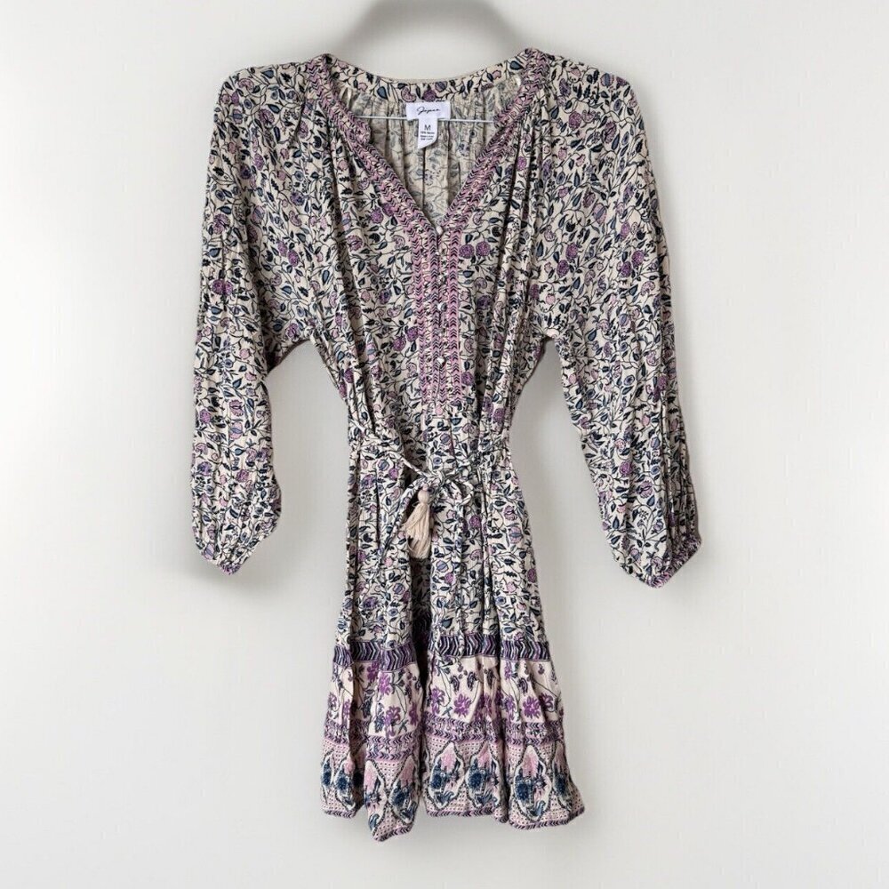 Japna Long Sleeve Dress Size Medium Floral New With Tag Tie Waist